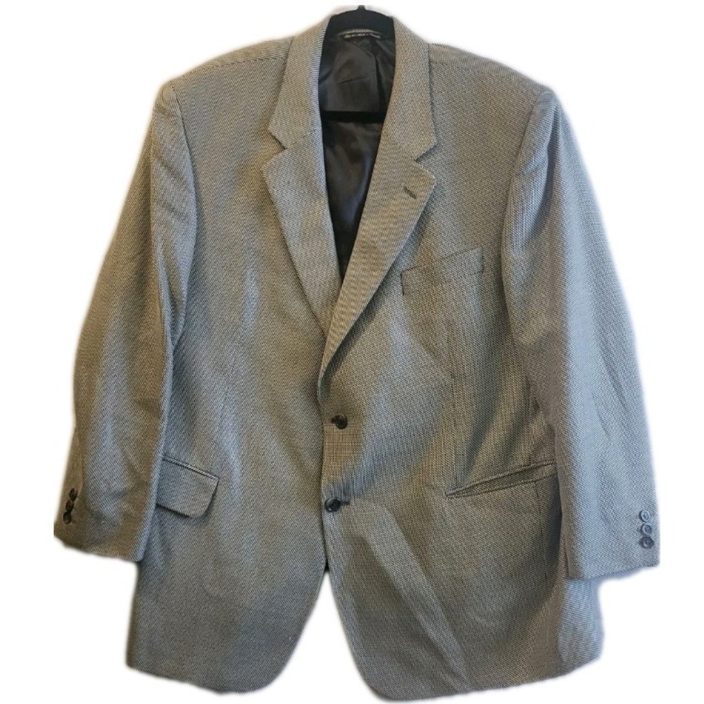 Jack Victor 100% Cashmere Blazer 46R Houndstooth Black White Sport Coat